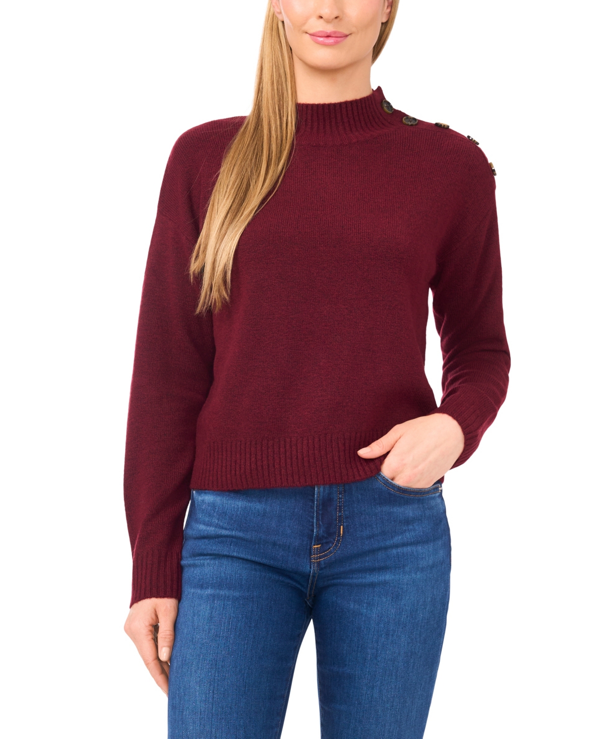 CeCe Women's Button Detail Sweater