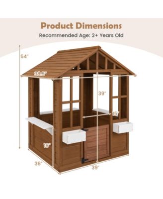 Outdoor Playhouse Wood Adventures Cottage with Serving Stations & Door