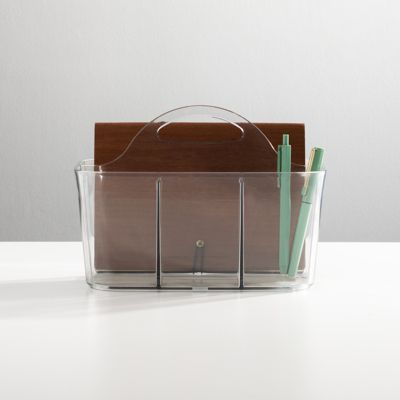 4-Section Desktop Caddy with Handle - Clear - Made in USA