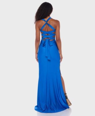 Bee Darlin Juniors' Wide Strap Bustier Sleeveless Gown