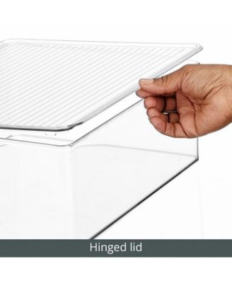 Plastic Stackable Playroom/Game Box with Hinged Lid, Set of 6, Clear