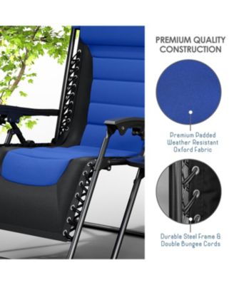 Padded Zero Gravity Chair - Extra Wide Outdoor Recliners with Adjustable Headrest, Lock-in Position & Cup Holder