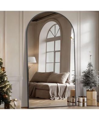 Full Length Mirror, 78"x38" Floor Mirror, Arch Floor Standing Mirror Freestanding Arch Full Body with Stand for Bedroom, Hanging Mounted for Living Room Cloakroom, Black