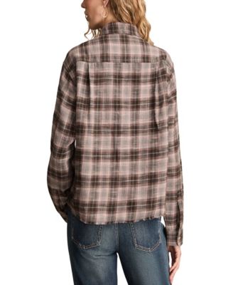 Women's Plaid Cotton Flannel Button-Front Shirt
