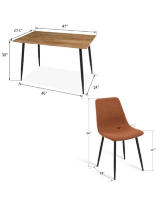 5 Piece Dining Set 47 Inch Rectangular Table Upholstered Chairs Compact Kitchen Table