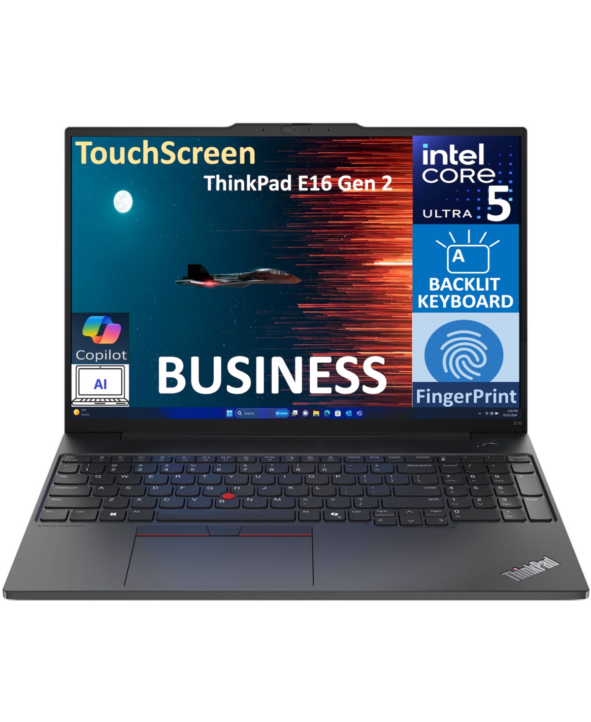 Lenovo ThinkPad E16 Gen 2 Laptop (Intel Ultra 5-125U 12-Core, 32GB 5600MHz Ram, 2x512GB Ssd (1TB), Intel Graphics, 16.0" 60 Hz Touch Fp,Win 11 Pr