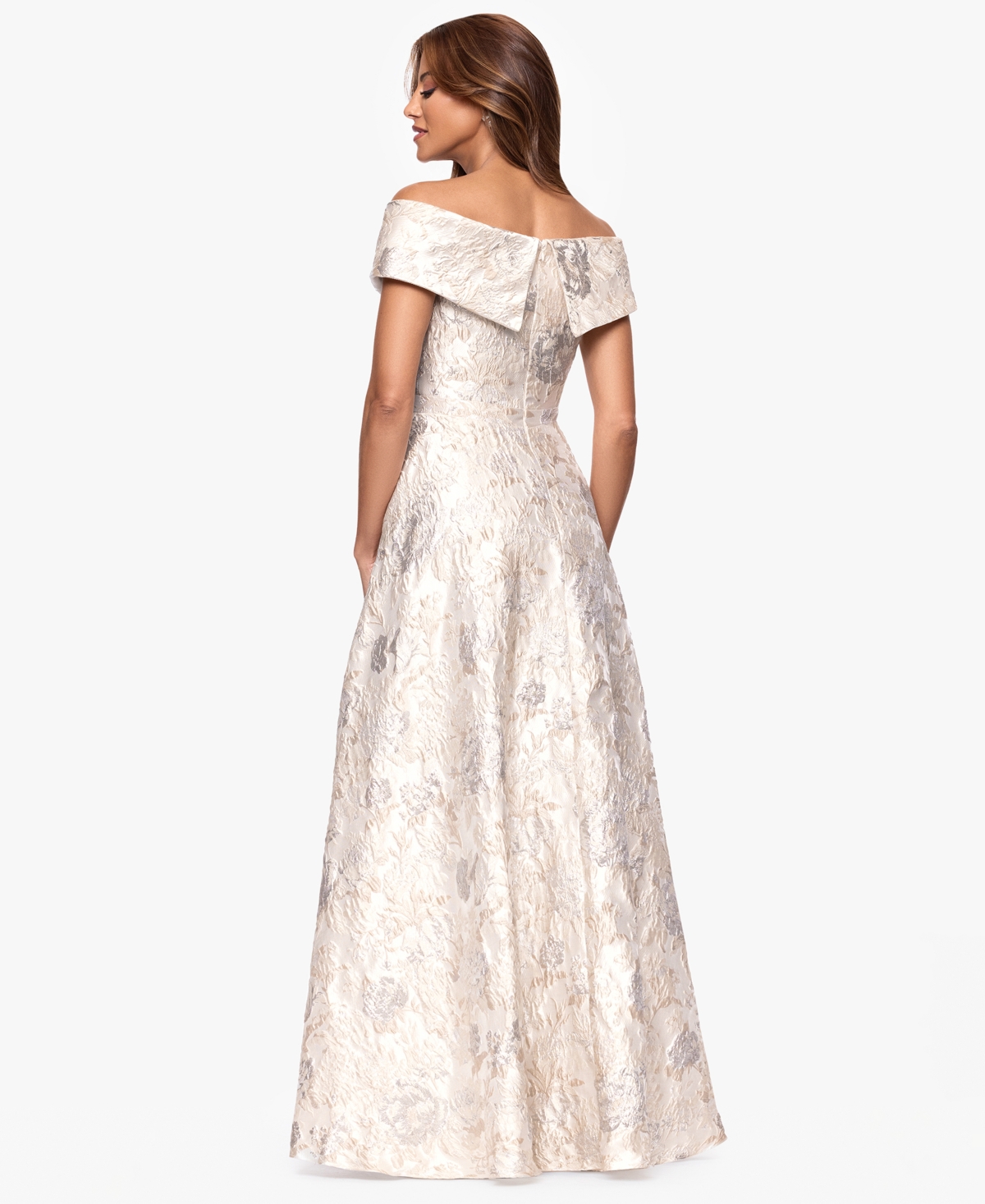 Xscape Women's Short Sleeves Maxi Dress In White