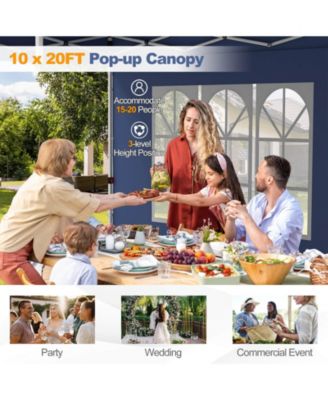 10 x 20FT Pop up Canopy Outdoor Canopy Tent with 6 Sidewalls Carrying Bag