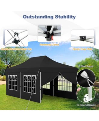 10 x 20FT Pop up Canopy Outdoor Canopy Tent with 6 Sidewalls Carrying Bag