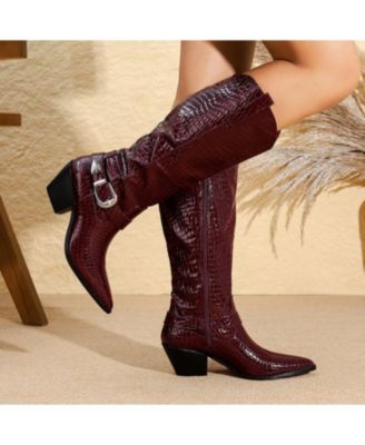 Tristen Croco-Print Western Boots