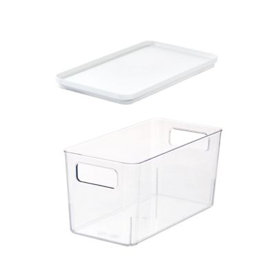 Pantry Bin with Lid for Kitchen - Set of 3 - Clear/White