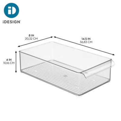 Large Stackable Fridge or Freezer Bin with Handle - Clear - Made in USA