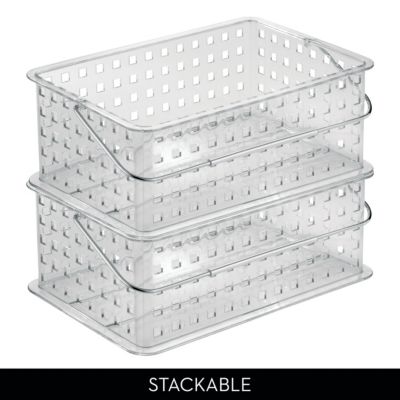 Large Stackable Shower Caddy Basket, Clear, Made in USA