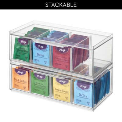 Stackable 4-Section Tea Storage Drawer for Countertop - Clear
