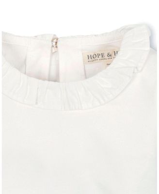 Little and Big Girls' Organic Long Sleeve Ruffle Collar Knit Top