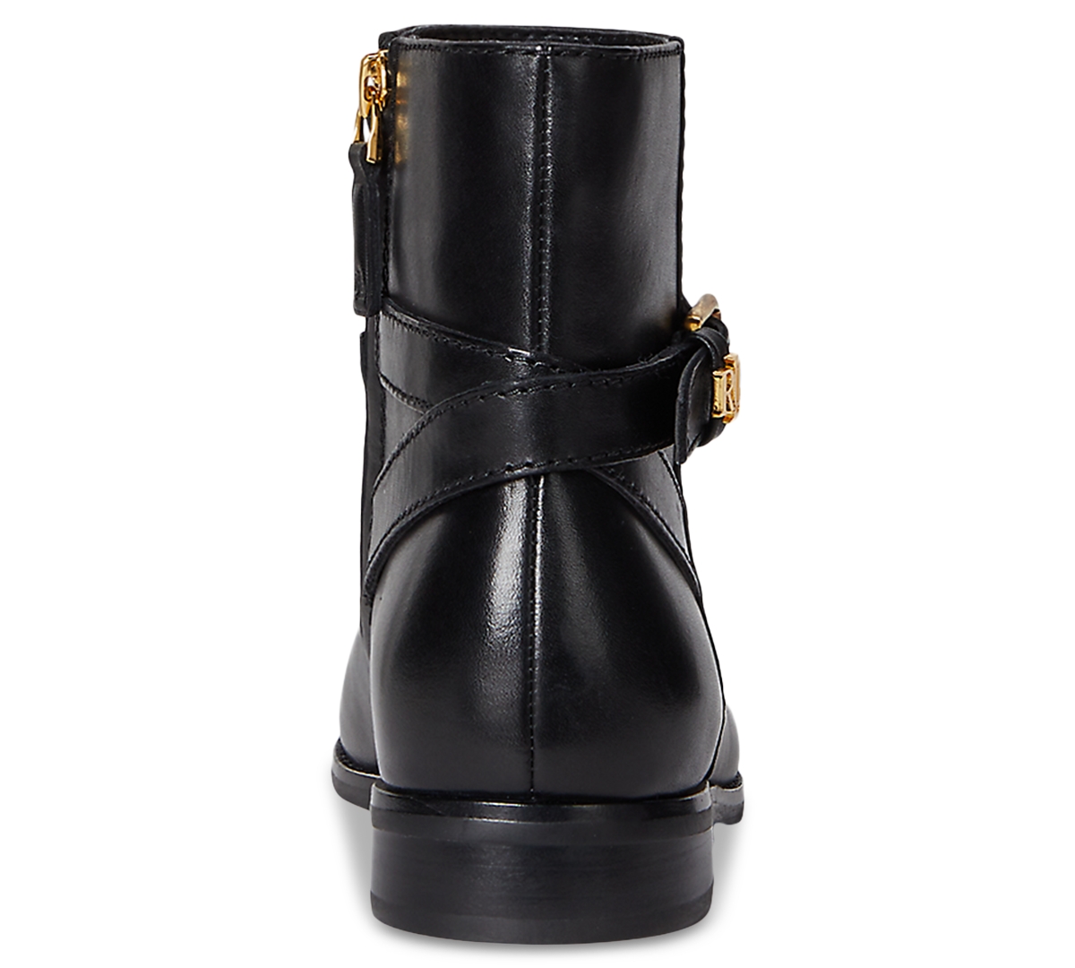 Ralph Lauren Women's Brooke Ii Stacked Leather Heel Booties In Black
