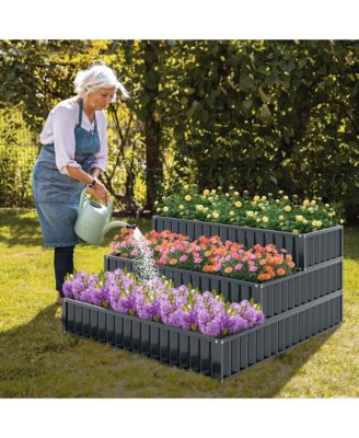 3-Tier Raised Garden Bed,47" x 47" x 24" Metal Outdoor Elevated Planter Box