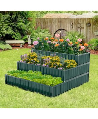 3-Tier Raised Garden Bed,47" x 47" x 24" Metal Outdoor Elevated Planter Box