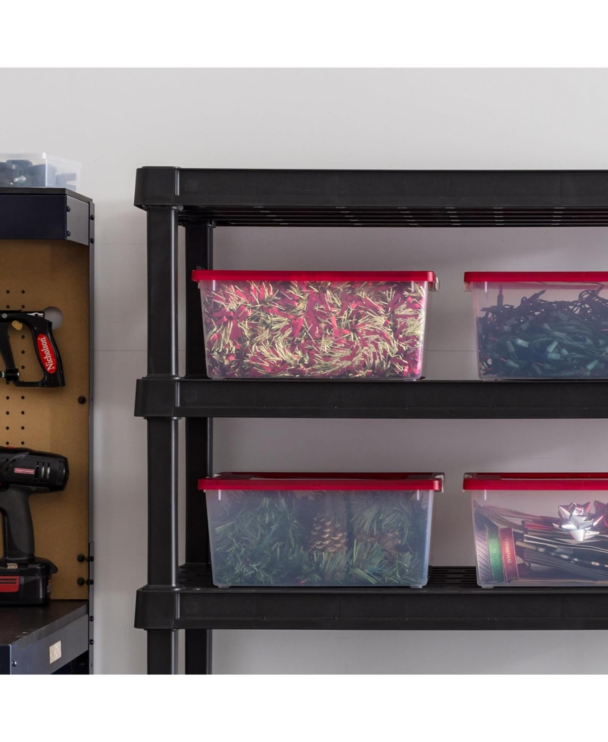 Iris Usa 12 Qt. Plastic Holiday Storage Bins Containers with Lids, Clear - 4 Pack