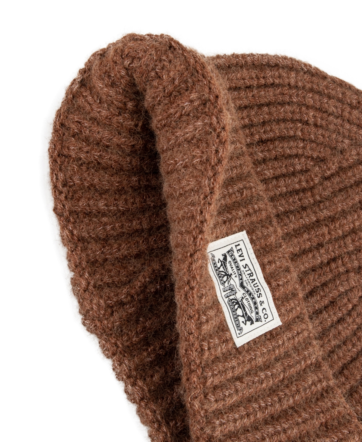 Levi's Men's Heathered Rib Knit Fashion Beanie In Brown