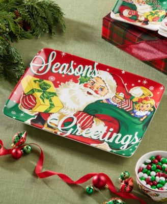 Santa's Retro Christmas Rectangular Platter