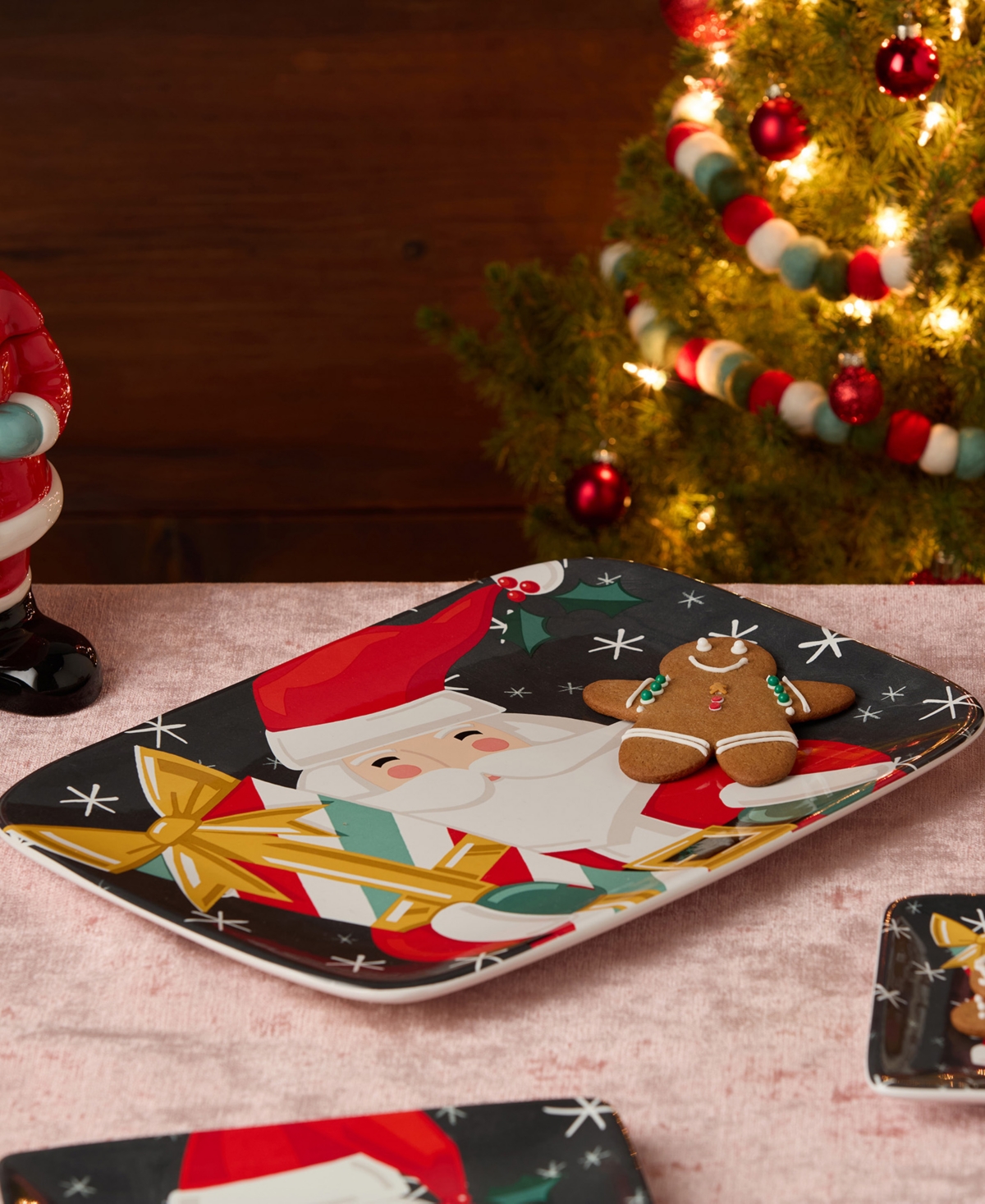 Certified International Christmas Whimsy Santa Rectangular Platter In Multi