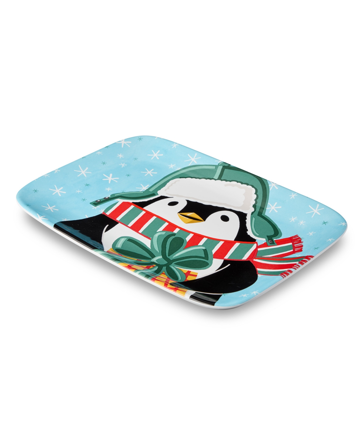 Certified International Christmas Whimsy Penguin Rectangular Platter In Multi