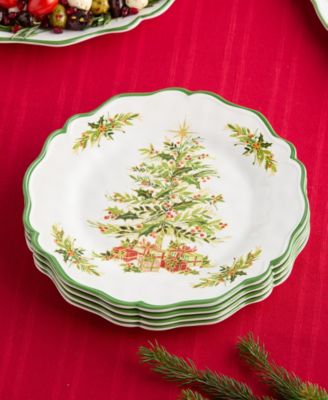 Holly Tree Melamine Dinner Plates, Set of 4