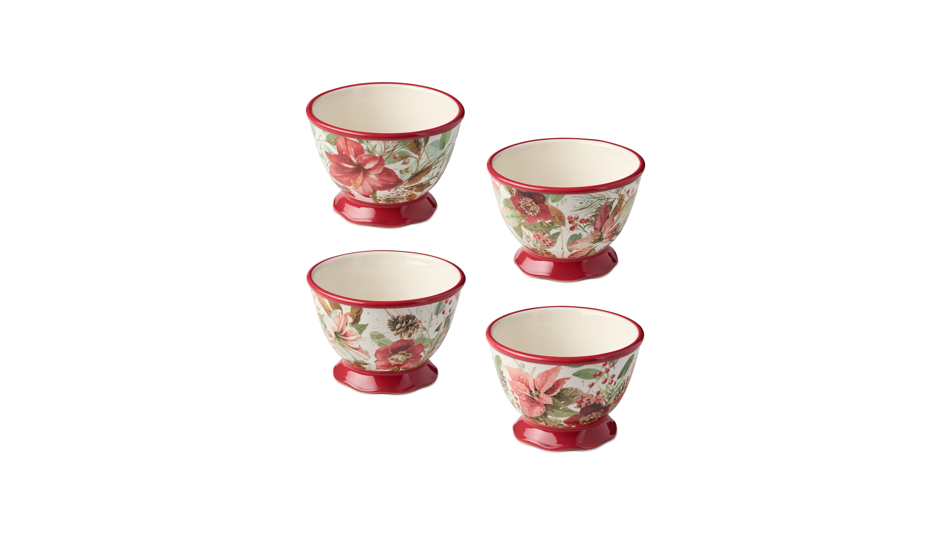 Certified International Winter Blooms Ice Cream Bowls, Set of 4