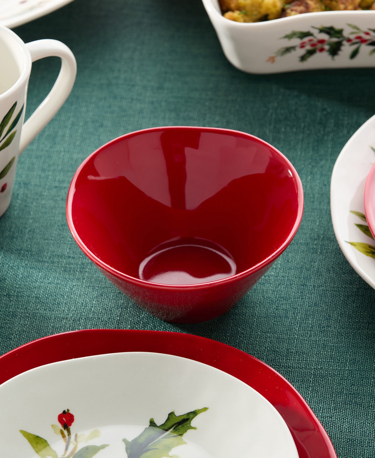 Certified International Berry Red Christmas Set Of 4 Ice Cream Bowls In Multi