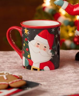 Christmas Whimsy Santa Mugs, Set of 4