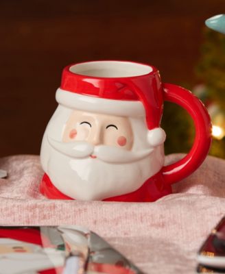 Christmas Whimsy Santa 3-D Mugs, Set of 4