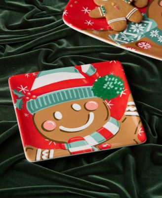 Christmas Whimsy Gingerbread Dessert Plates, Set of 4