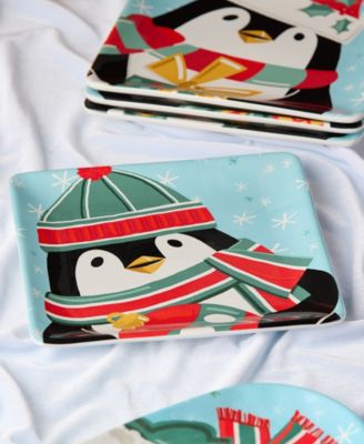 Christmas Whimsy Penguin Dessert Plates, Set of 4