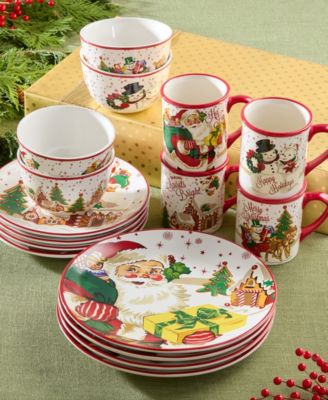 Santa's Retro Christmas 16-Pc. Dinnerware Set, Service for 4