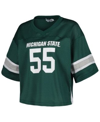 Women's 55 Green Michigan State Spartans Fashion Boxy Cropped Football Jersey