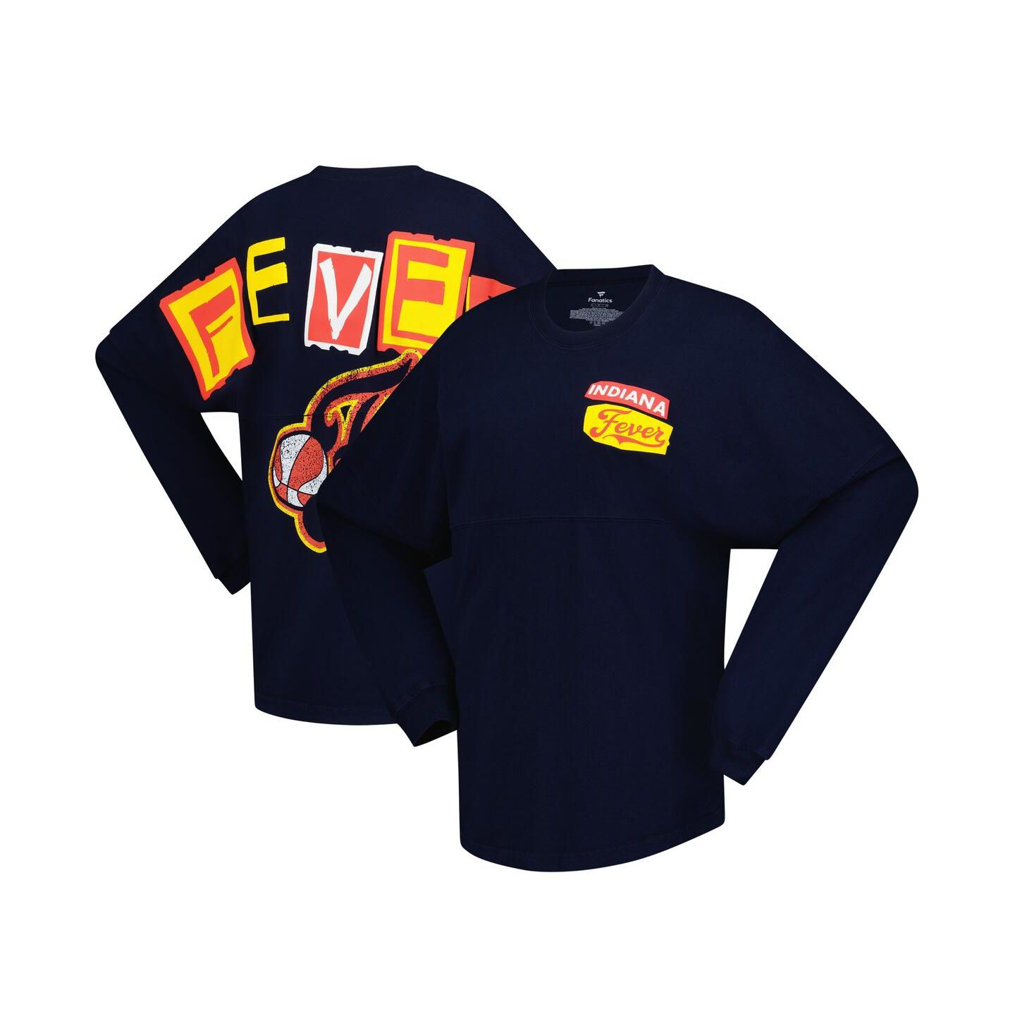 Женская футболка Spirit Jersey Navy Indiana Fever Patches Oversized Long Sleeve — фото 1
