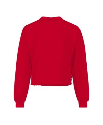 Women's Scarlet Nebraska Huskers Slouchy Cropped Long Sleeve T-Shirt