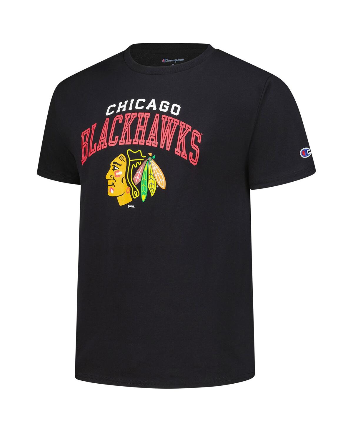 Champion Men's Black Chicago Blackhawks Primary Logo T-shirt In Black