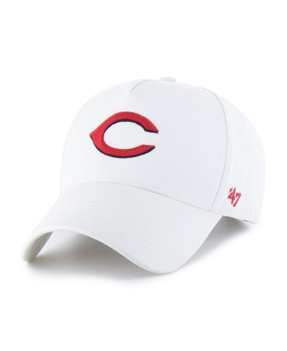 47 Brand Men's White Cincinnati Reds Foundational Pinch Offside Adjustable Hat In White