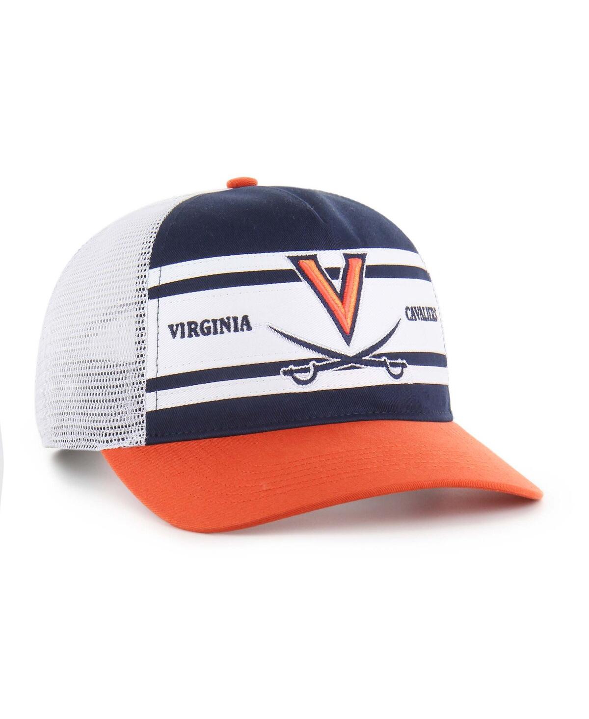 47 Brand Big Boys And Girls Navy/orange Virginia Cavaliers Super Stripe Hitch Adjustable Trucker Hat In Multi