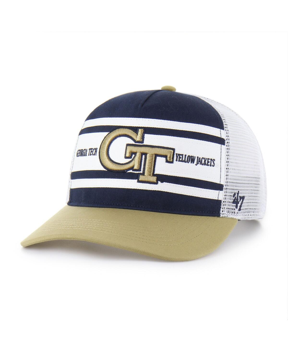 47 Brand Big Boys And Girls Navy/gold Georgia Tech Yellow Jackets Super Stripe Hitch Adjustable Trucker Hat In Yellow