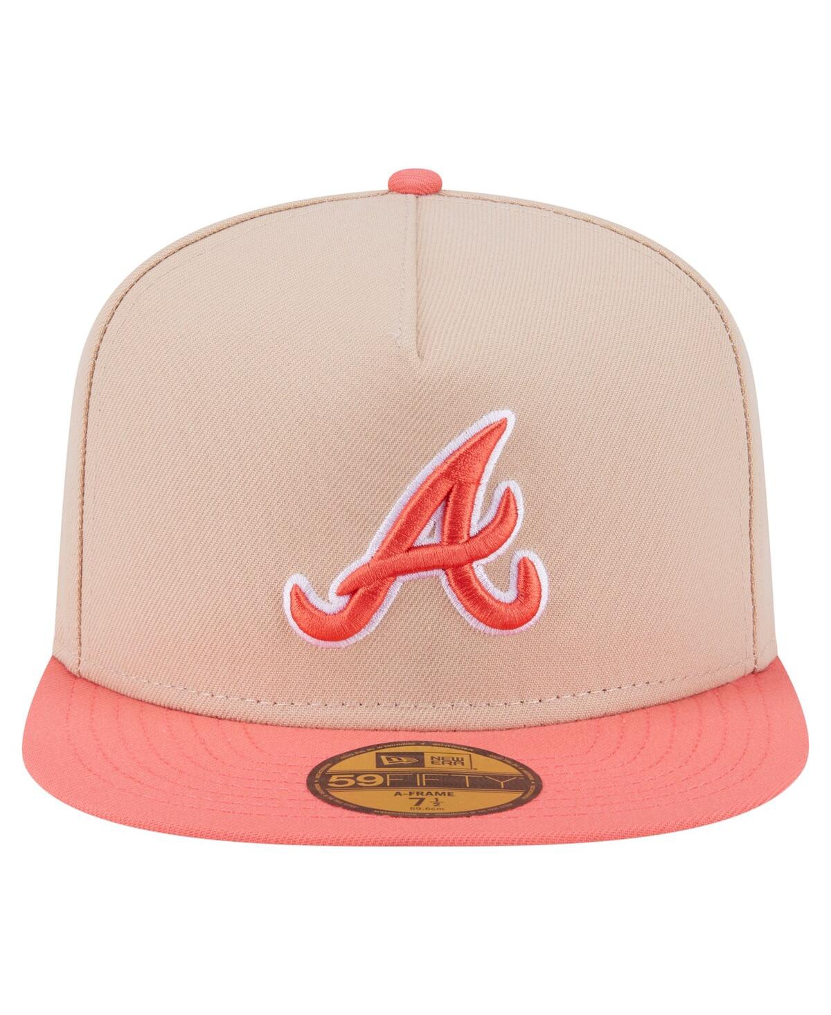 New Era Men's Light Beige/coral Atlanta Braves Two-tone Color Pack A-frame 59fifty Fitted Hat