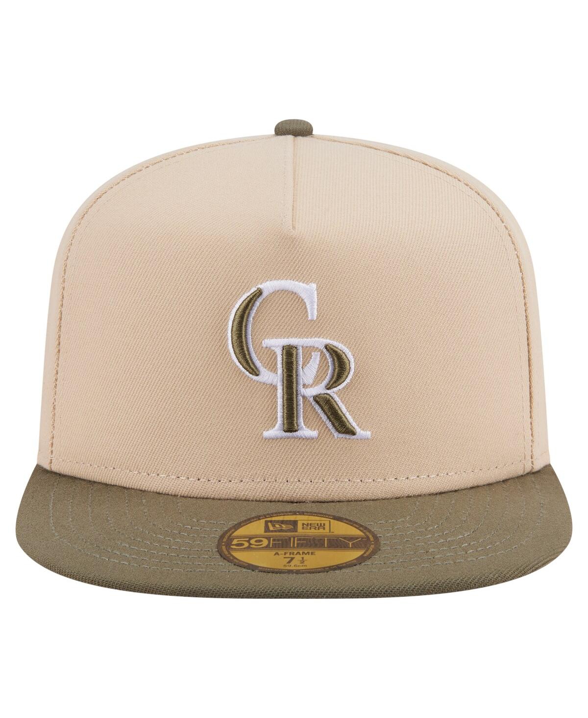 New Era Men's Light Beige/olive Colorado Rockies Two-tone Color Pack A-frame 59fifty Fitted Hat In Multi