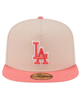 Men's Light Beige/Coral Los Angeles Dodgers Two-Tone Color Pack A-Frame 59FIFTY Fitted Hat