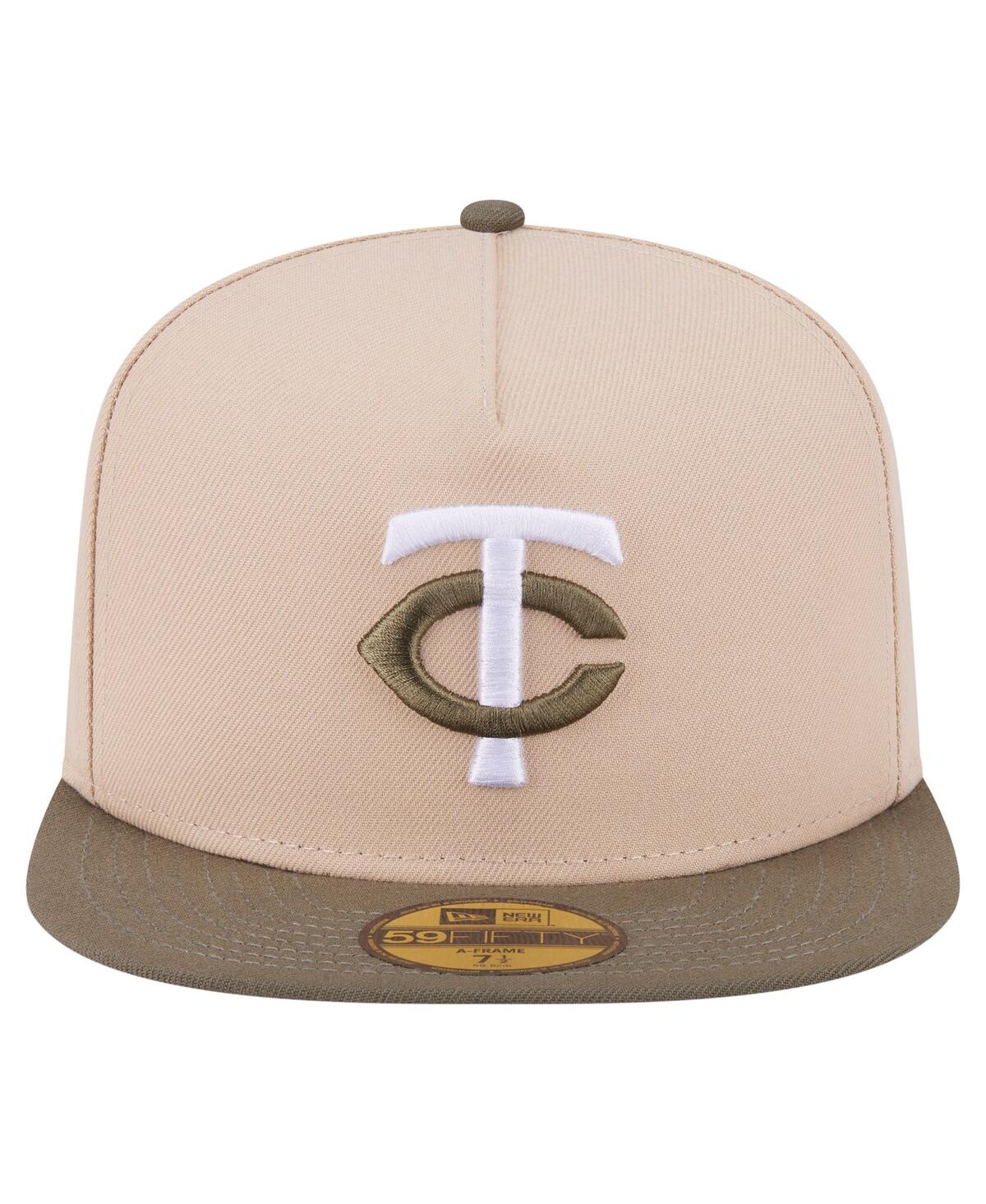 New Era Men's Light Beige/olive Minnesota Twins Two-tone Color Pack A-frame 59fifty Fitted Hat In Multi