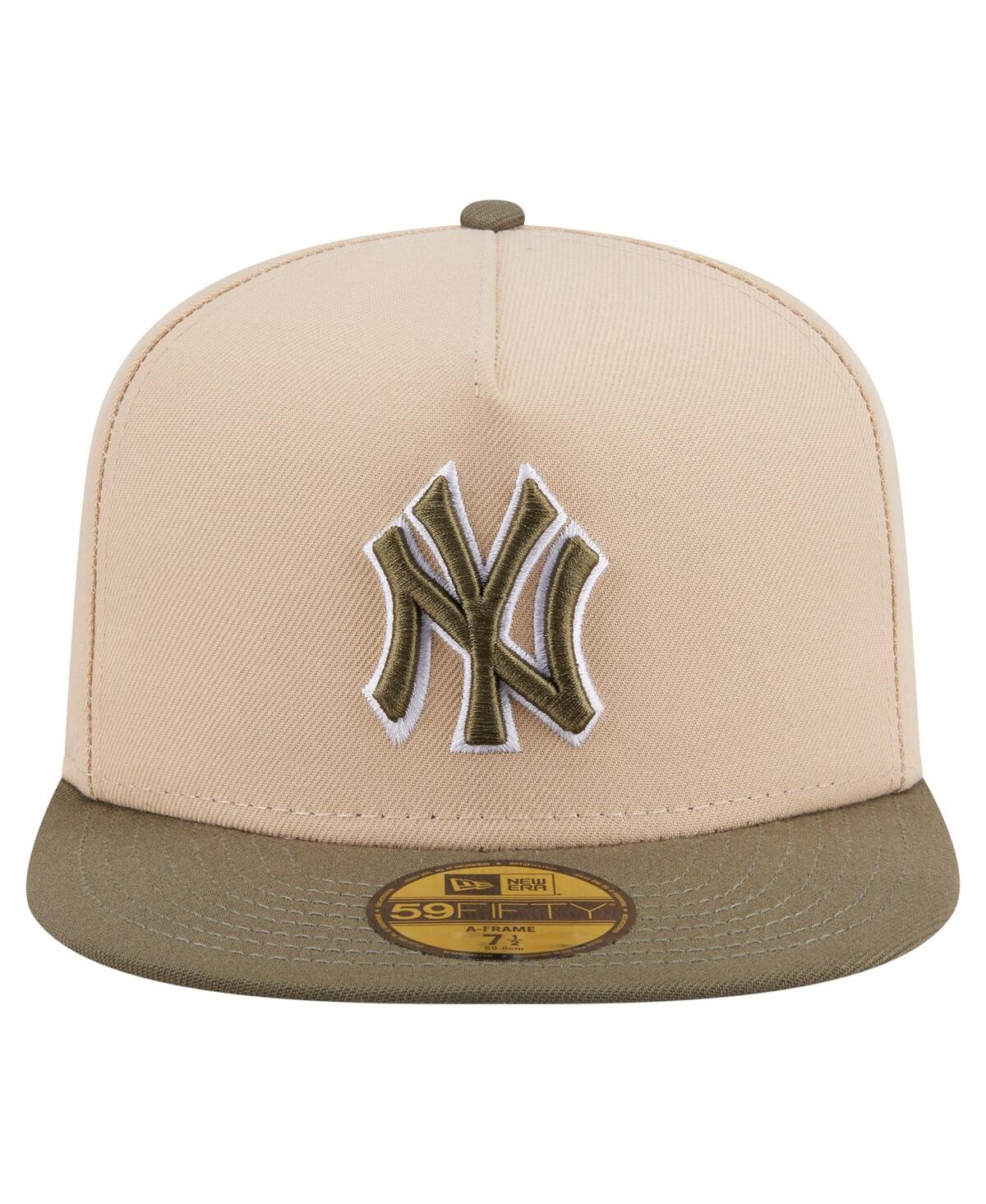 New Era Men's Light Beige/olive New York Yankees Two-tone Color Pack A-frame 59fifty Fitted Hat In Multi