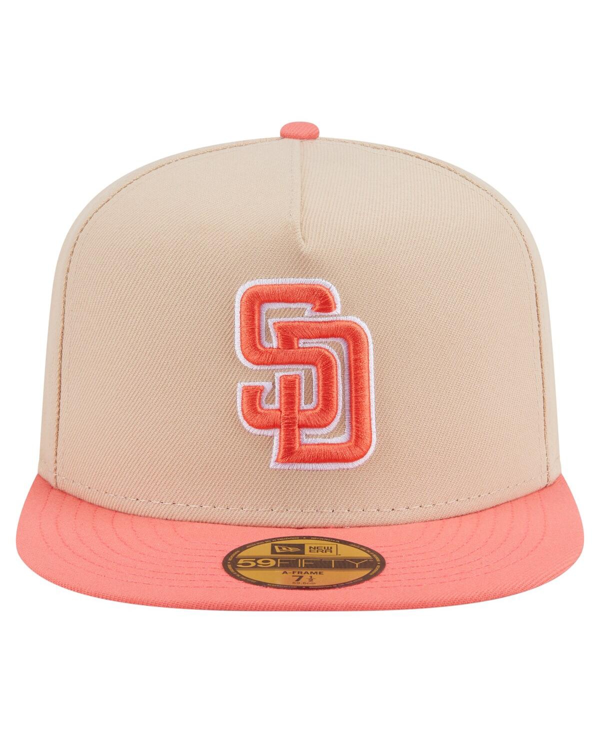 New Era Men's Light Beige/coral San Diego Padres Two-tone Color Pack A-frame 59fifty Fitted Hat