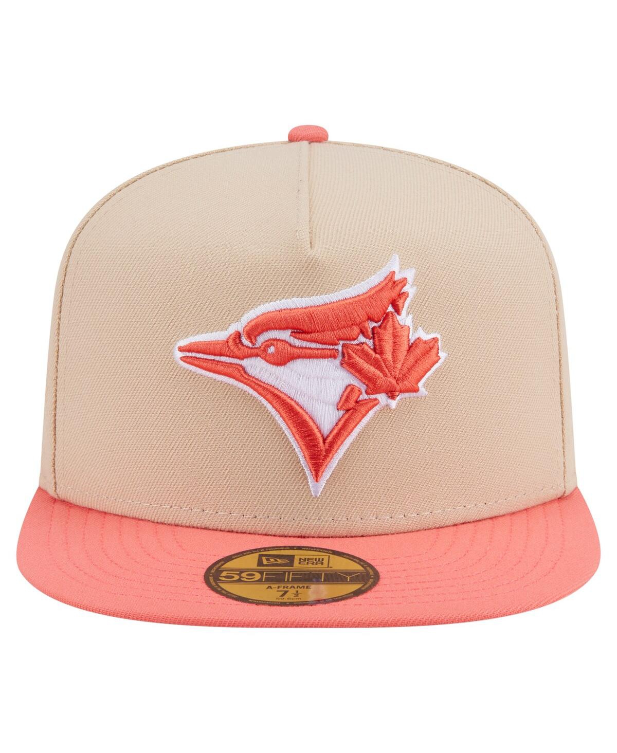 New Era Men's Light Beige/coral Toronto Blue Jays Two-tone Color Pack A-frame 59fifty Fitted Hat
