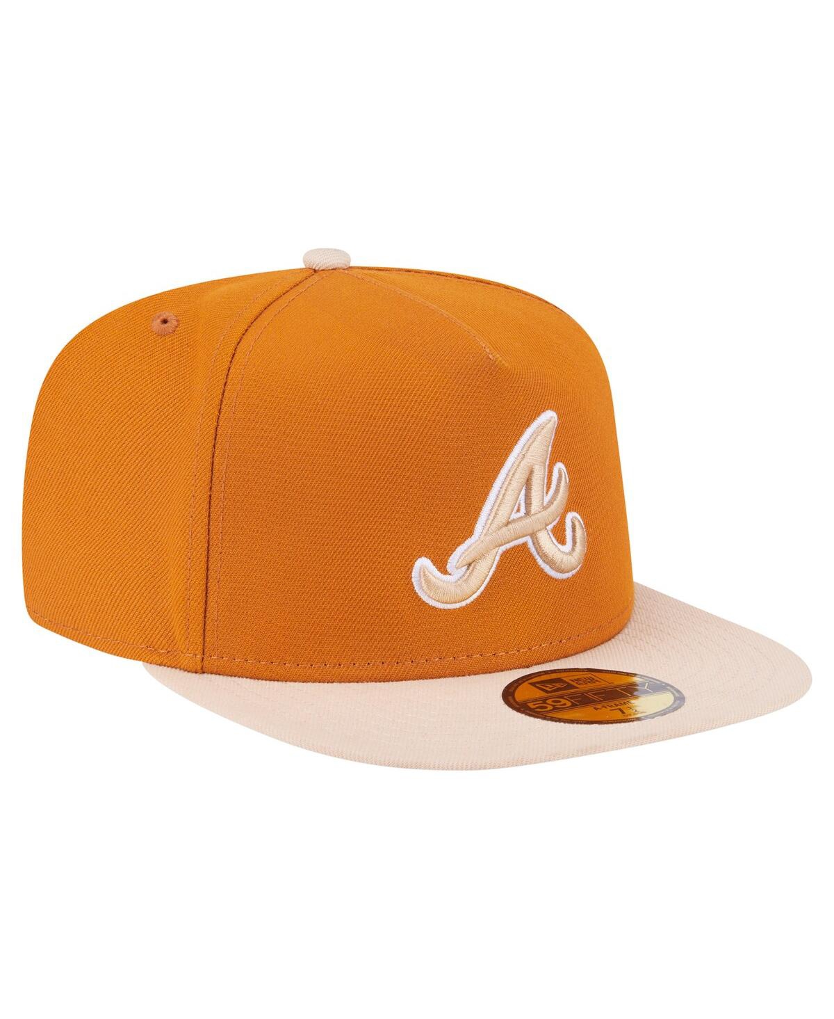 New Era Men's Orange/light Beige Atlanta Braves Two-tone Color Pack A-frame 59fifty Fitted Hat